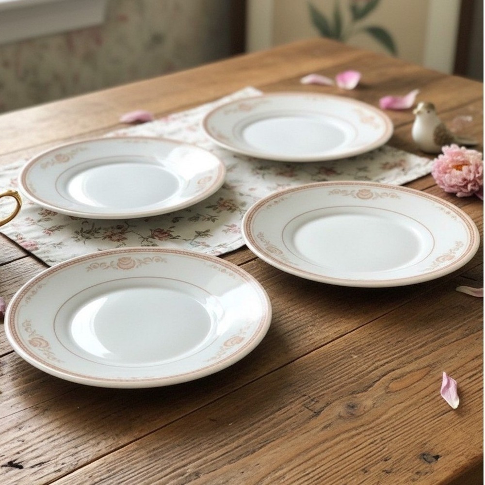 Gorham Town & Country Newport Shells Saucers, Set of 4, Vintage Porcelain Plates